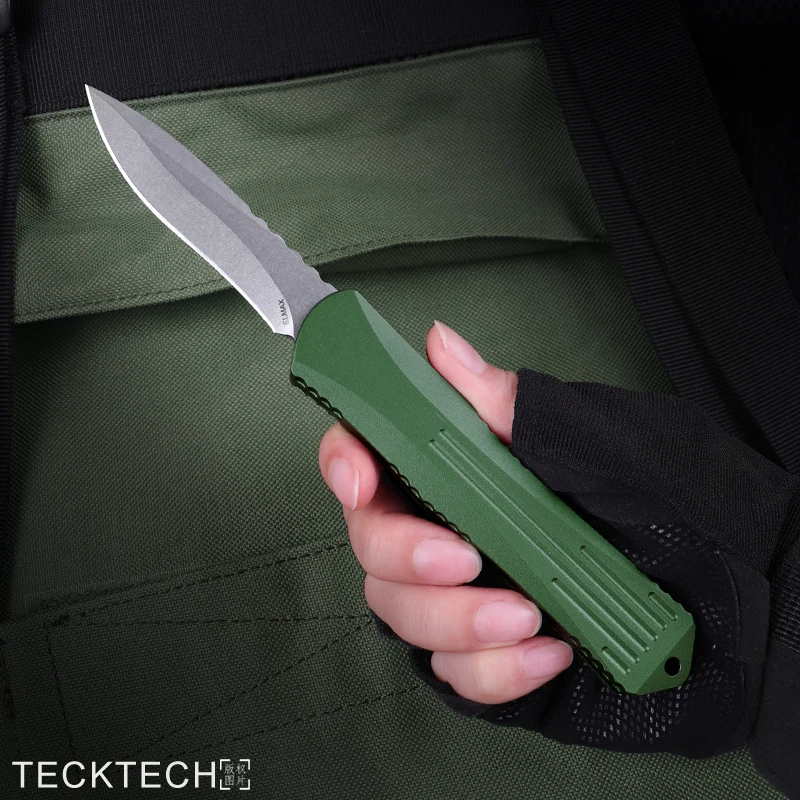 

MANTICORE E Series OTF Tech Knife Stonewashed ELMAX Blade CNC T6 Handle Combat Tactical Pocketknife HERETIC POCKET KNIVES