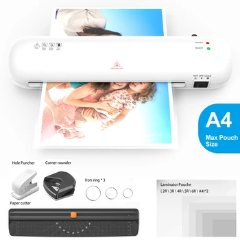 SL280 Laminator Machine Set A4 Size Hot and Cold Lamination 2 Roller System w/ 12 Laminating Pouches Paper Cutter Corner Rounder