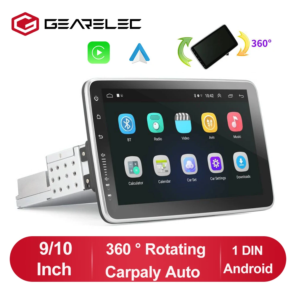 1 DIN Android Car Radio Multimedia Player Quad Core WiFi GPS Bluetooth Video  Receiver 9 Inch 360° Rotatable Touch Screen