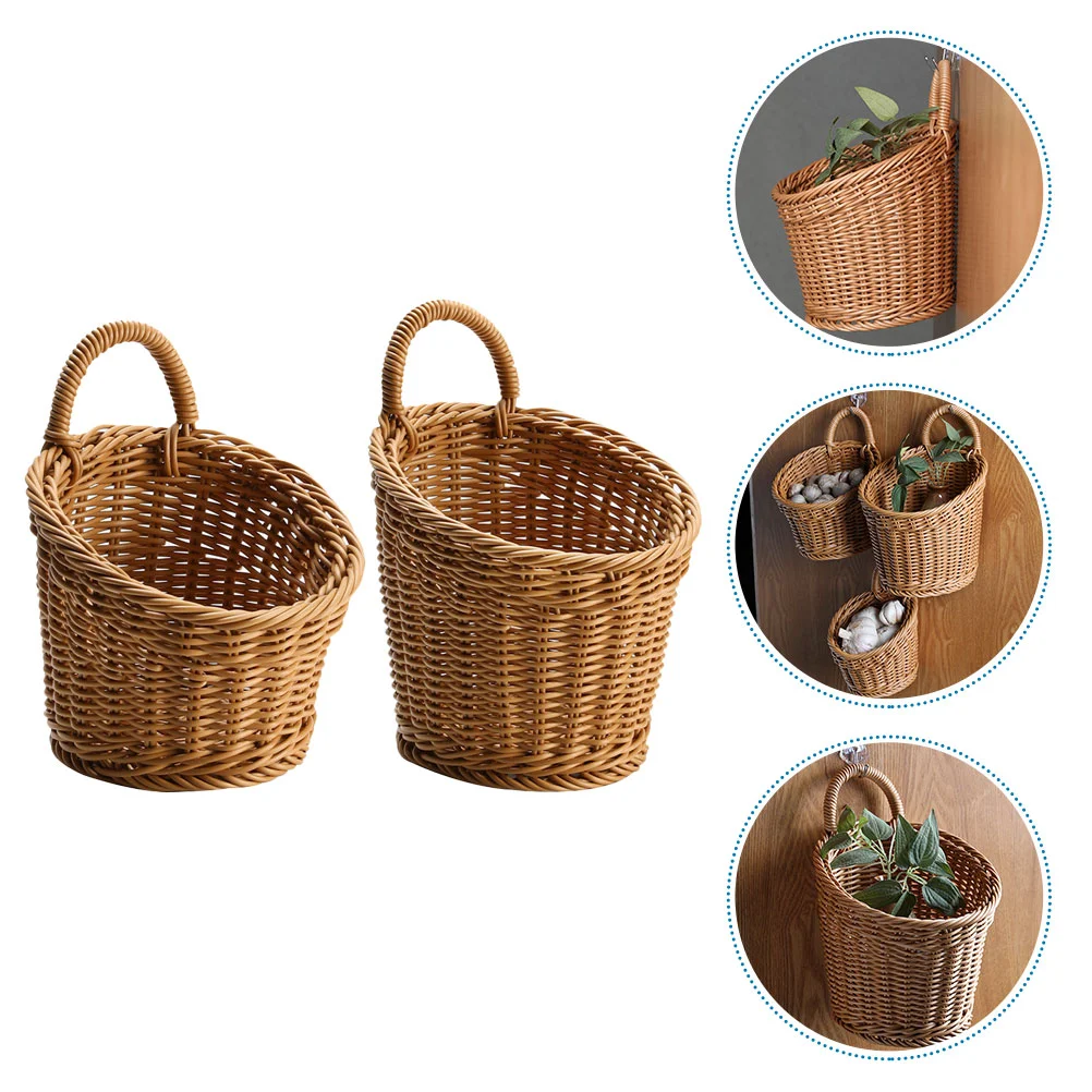 

Woven Storage Basket Portable Wall Hanging Basket Ginger Garlic Fruit Vegetable Basket Kitchen Organizer