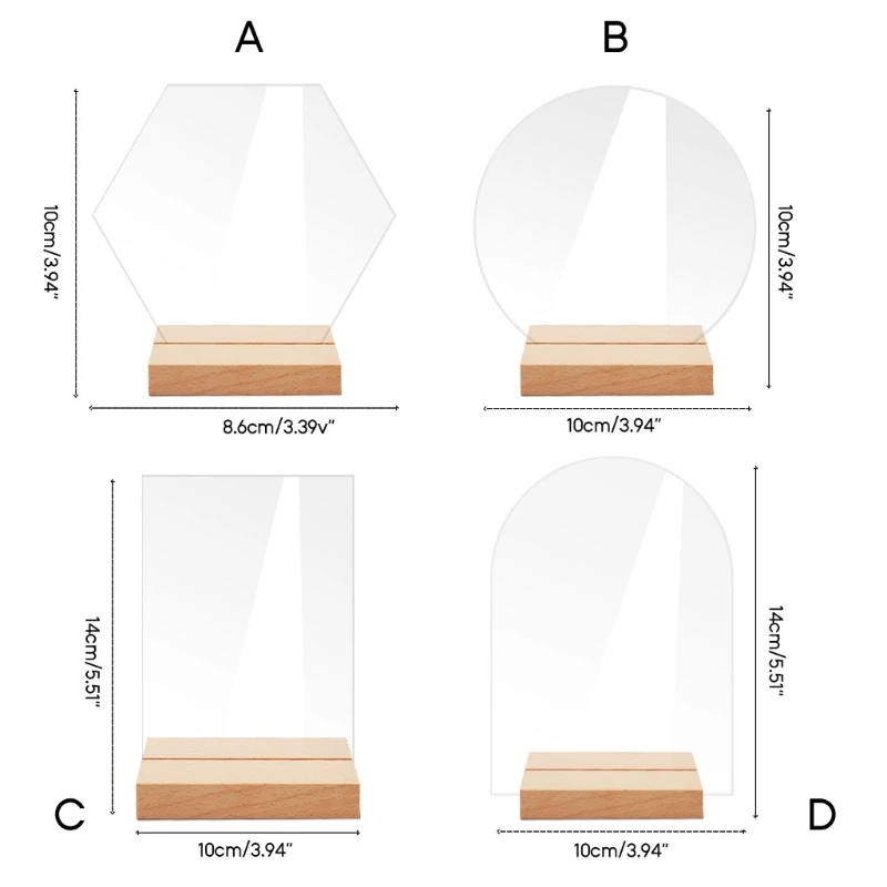 10pcs Acrylic Table Sign Holder with Wooden Base Blank Clear Wedding Sign Number Place Card Holder Display Stand for Bar
