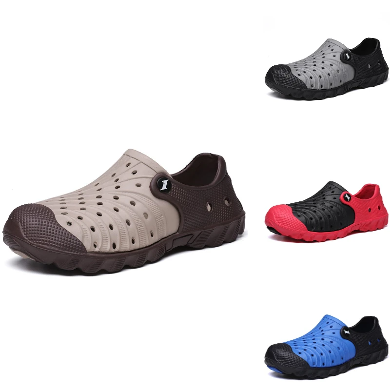 

Summer men's rubber beach sandals, wading shoes, wooden clogs, garden shoes, outdoor anti-skid and breathable shoes