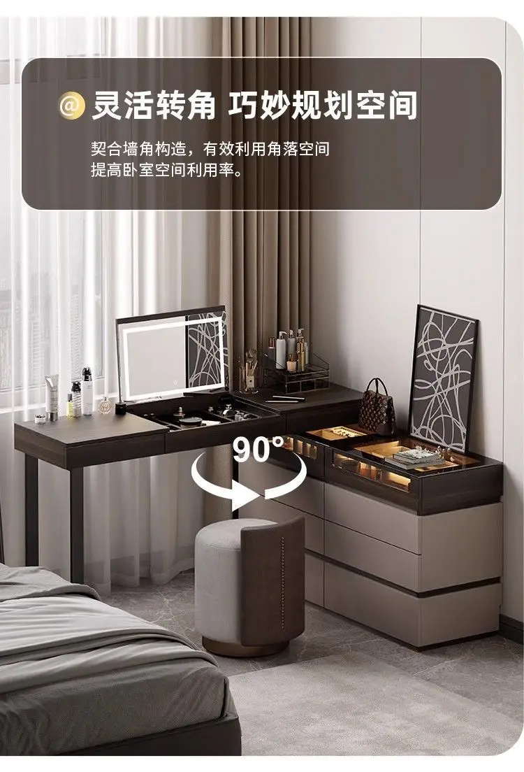 Italian Minimalist Vanity Table With Drawer Storage Bedroom Corner Vanity Table With Light Mirror Cool Meuble Chambre Furniture