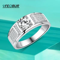 1CT Moissanite Men Ring Plated 18K Gold 925 Sterling Silver Sparkling Round Diamond Wedding Band Promise Rings Certified Jewelry