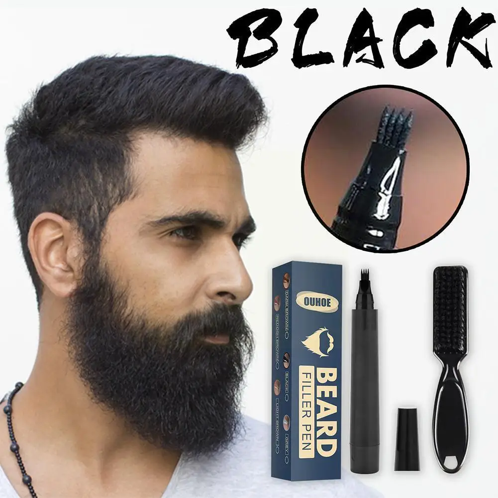 

Men Beard Filling Pen Kit Barber Pencil With Brush Hair Repair Facial Engraving Styling Male Mustache Tool Salon Shape Eyeb W0D5