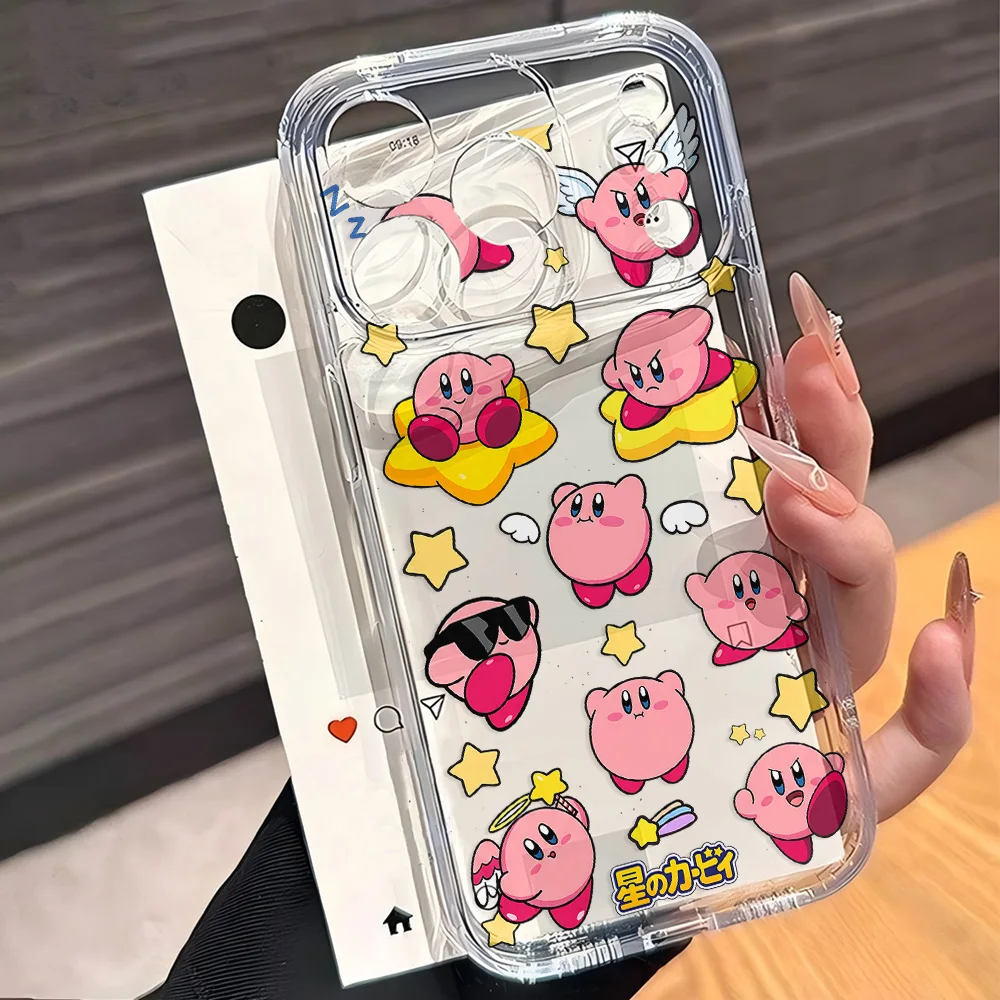 Charming Pink Kirby Transparent Phone Case - Adorable and Stylish Protective Back Cover