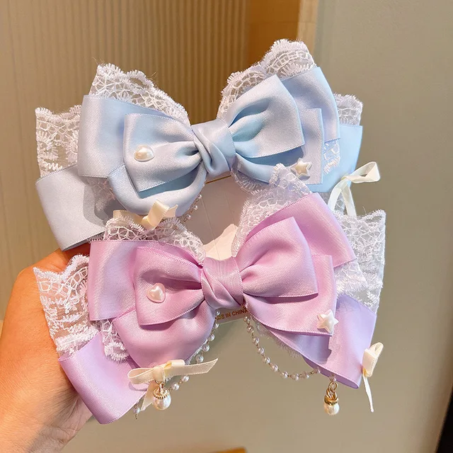 Lolita Girl Bow Hair Clips Headwear Hairpins Hair Accessories Pink Claw Hair Clip Sweetg Srtyle Kawaii Hair Accesorios Jk Clips