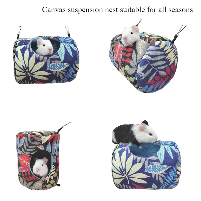 Hamster House Warm Soft Beds and Houses Rodent Cage Printed Hammock for Rats Cotton Guinea Pig Hanging Cage Hamster Accessories
