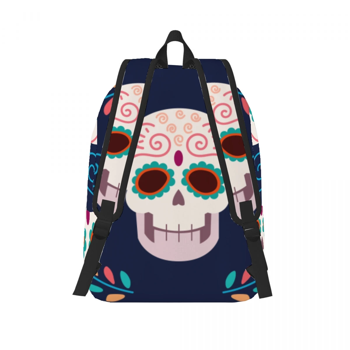 Skull Floral Skull Print Backpack Casual Lightweight Laptop Backpack Men Women Travel Bag Outdoor Canvas Daypack