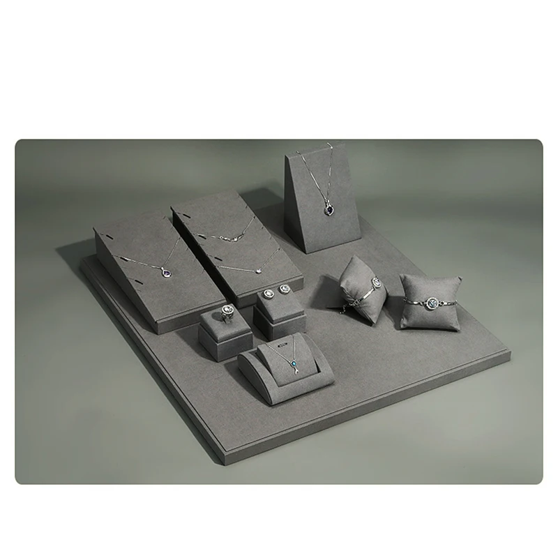 Gray Microfiber Jewelry Storage Display Rack Ring Earrings Display Rack Necklace Pendant Bracelet Storage Rack