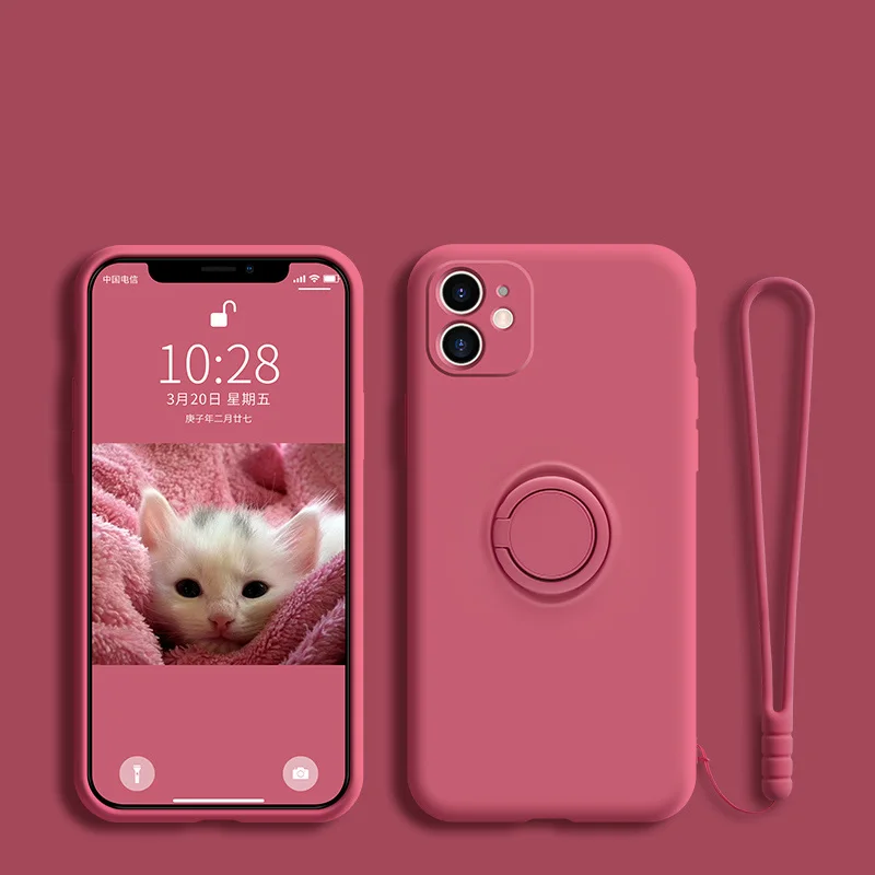 thumbnail image 1 of Liquid Silicone Ring Phone Holder Case For Samsung Galaxy S23 Ultra Plus S22 S21 FE S10 S10E S8 S9 Plus Protective Cover, 1 of 5