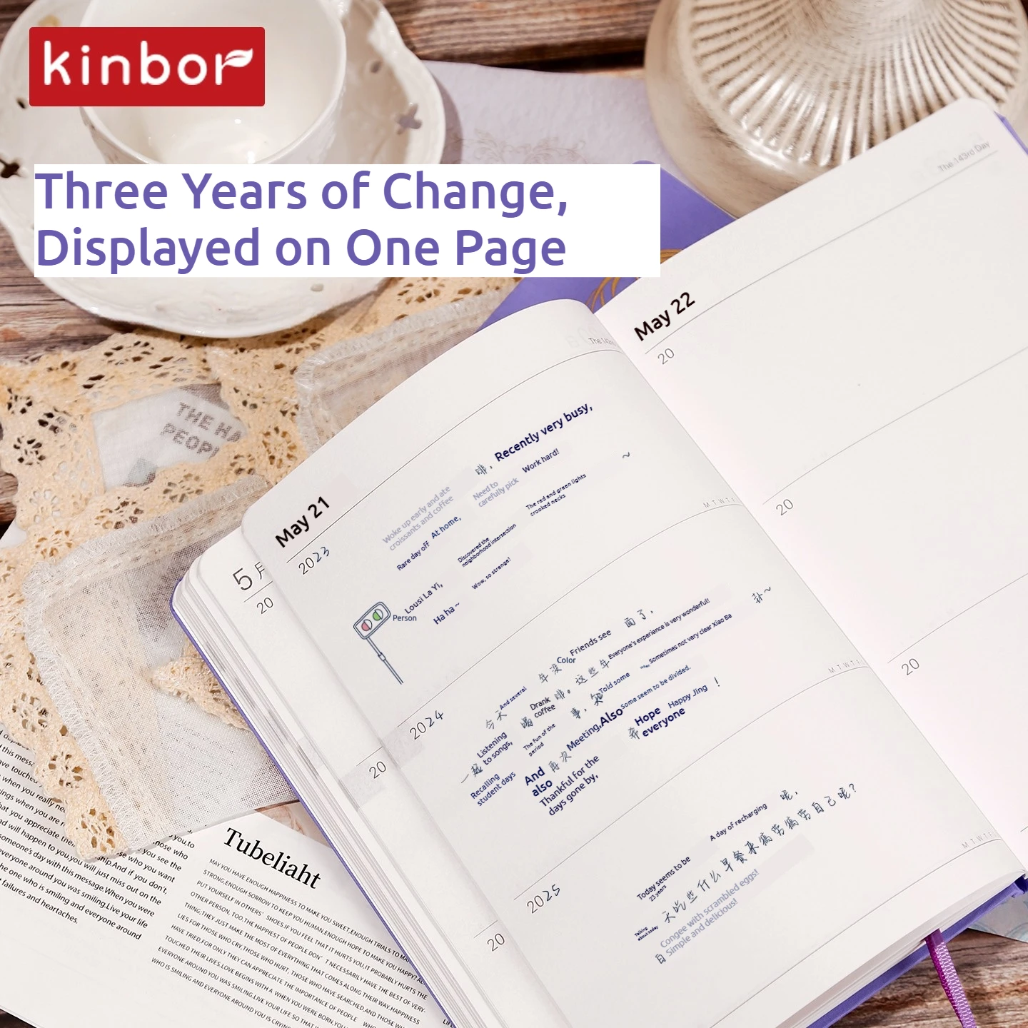 Bullet Journal Notebook Kinbor 3-5 Year Plan Collection 64g Illustration A5 Handbook