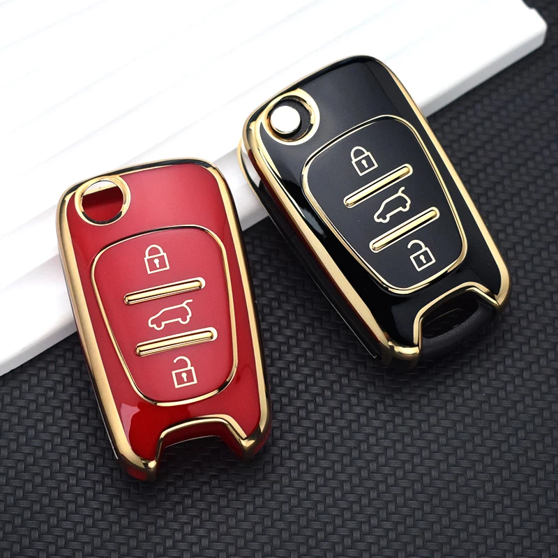 For KIA RIO Soul Optima Ceed K2 K3 K5 Pride For Hyundai Elantra Accent i20 i30 ix35 Car Flip Key Case Cover Shell Fob Keychain