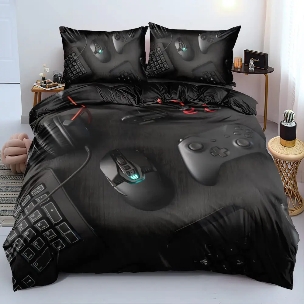 Jongens Meisjes Beddengoed Set 1/2 Person Gamepad Video Game Console Controller Dekbedovertrek 75* 50 cm Kussensloop Zwart Rood Roze Blauw Herfst Winter Comfortabel Dekbedovertrek (Kleur 4,220_x_240_cm