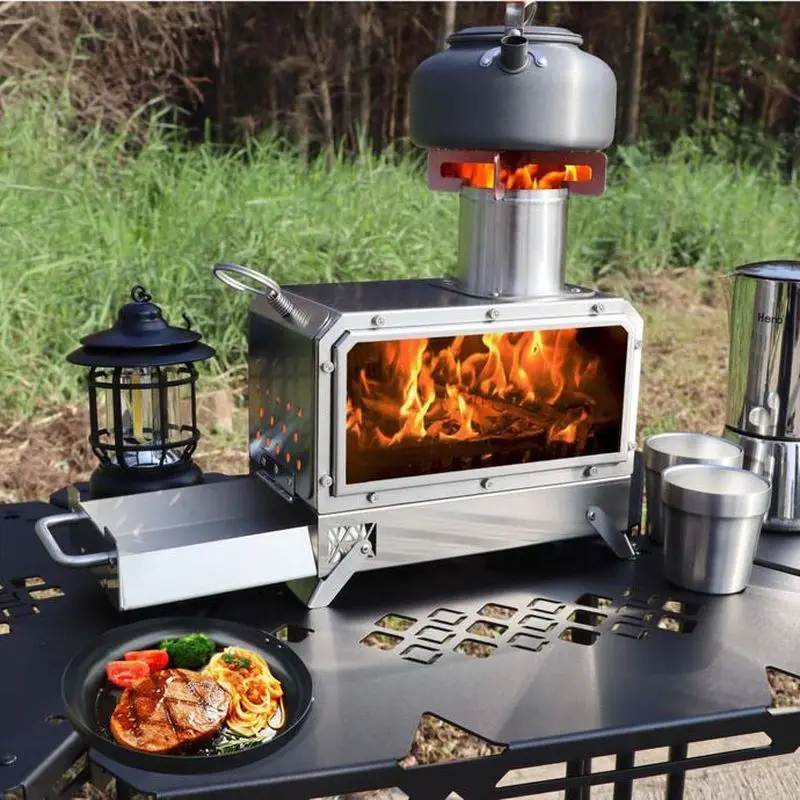 SmiloDon Mini Camping Portable Firewood Stove Stainless Steel Wood Burner  Stove Outdoors Picnic Camp Fire Wood Stove Cookware - AliExpress