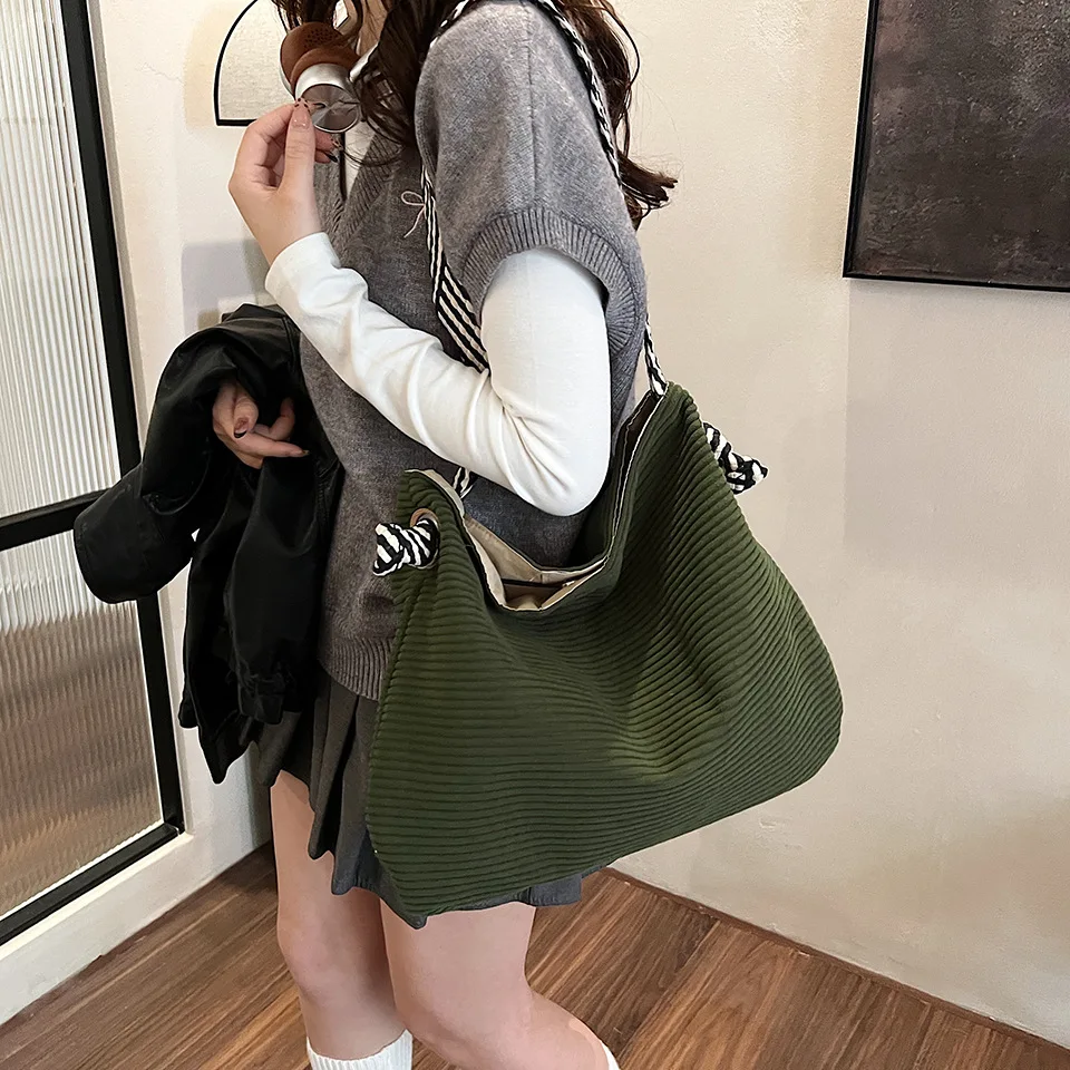 Chic Corduroy Tote Bags Stylish & Spacious Shoulder Crossbody Bag, Perfect for Effortless Daily Outfits, Office, Casual Errands