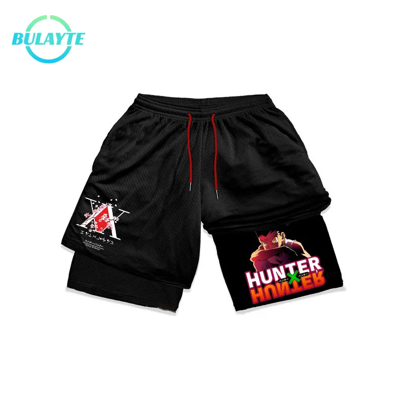 

Anime Hunter X Hunter 2 In 1 Gym Shorts Men Quick Dry Performance Shorts Summer Workout Breathable Mesh Sweatpants Sportswear