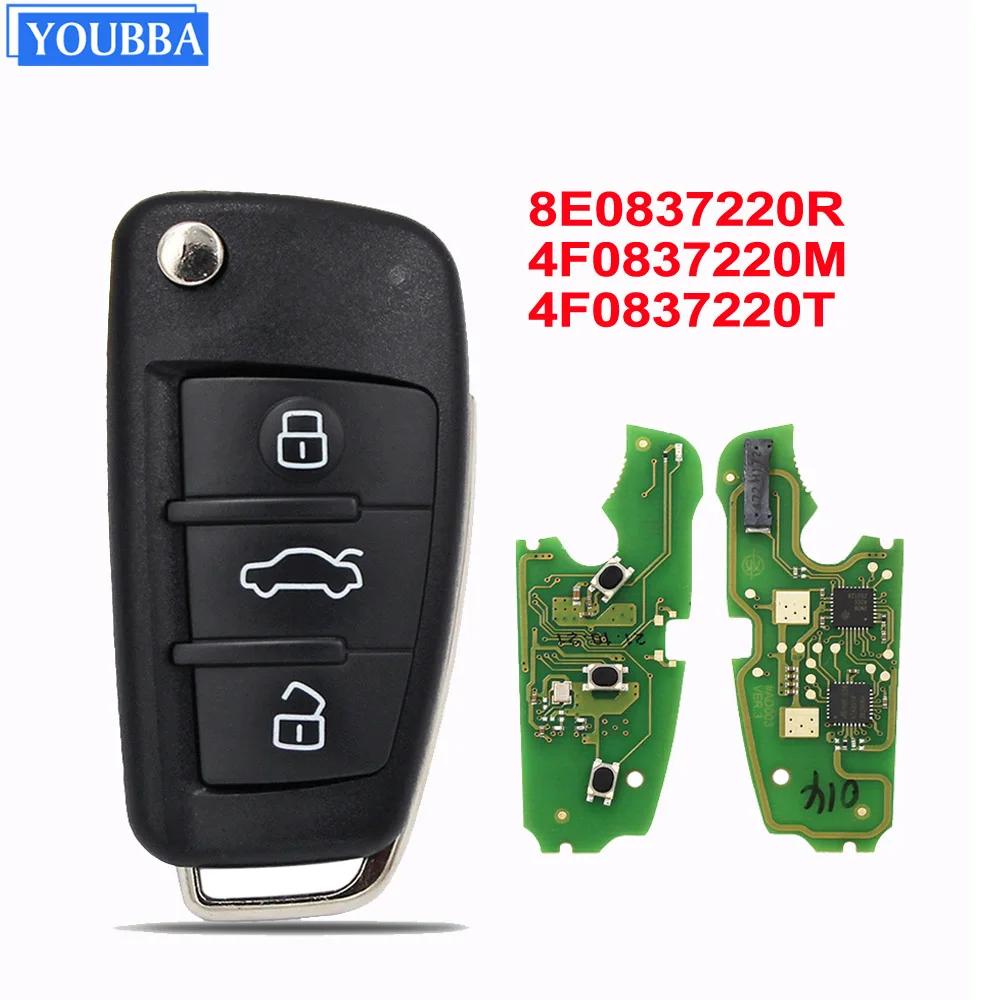 Youbba 3 Buttons 433mhz Folding Remote Key Keyless Go Fob 8e0837220r youbba-3-buttons-433mhz-folding-remote-key-keyless-go-fob-8e0837220r