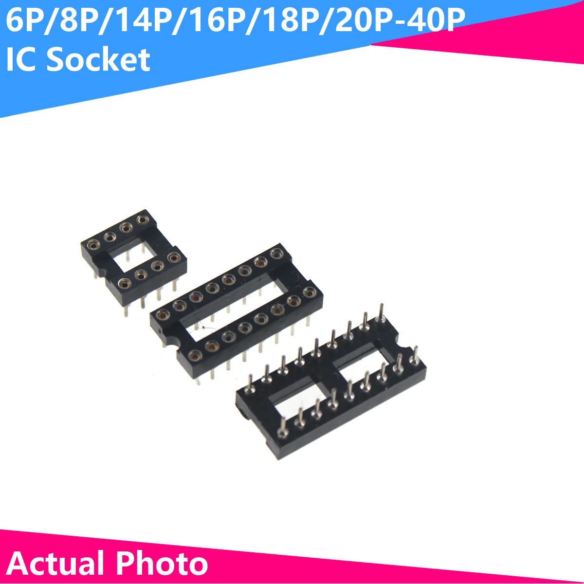 5/10PCS IC Sockets DIP8 DIP14 DIP16 DIP18 DIP20 DIP28 DIP40 Pins Round Hole 2.54 PCB Connector DIP Socket 6 8 14 16 18 20 28 32 10pcs 50pcs pic18f25k50 i sp dip28 new chip ic