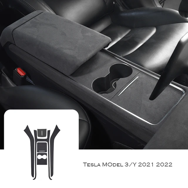 Tesla Model 3, Y Center Console Wrap, Alcantara Dark Gray Suede, 2021