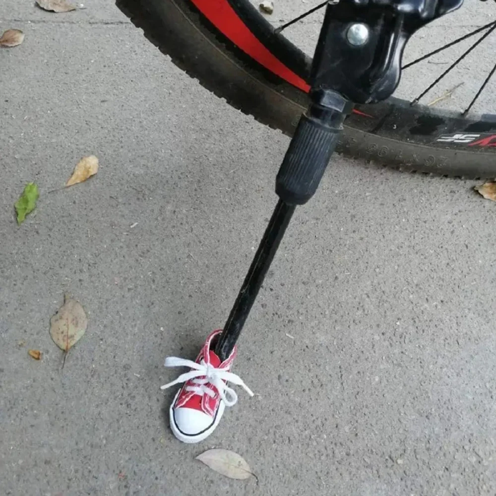 Motorcycle Kickstand Cover 1pc Funny Motorcycle Bicycle Shoe Shape Foot Support Side Tripod Cover Motor Electric Vehicle Bike Kickstand Mini Canvas Shoes