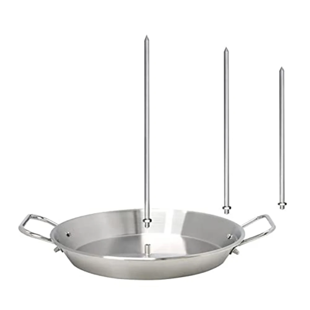 Stainless Steel Vertical Skewer for Grill BBQ Chicken Skewer with 3 Spikes for Rotating Grills and Shawarma Machines Stainless Steel Vertical Skewer for Grill BBQ Chicken Skewer with 3 Spikes for Rotating Grills and Shawarma Machines