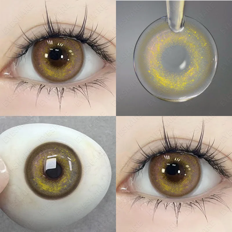 EYESHARE زوج واحد من العدسات اللاصقة الملونة للعيون عدسات العين الكبيرة عدسات زرقاء عدسات رمادية عدسات بنية عدسات تجميلية سنوية