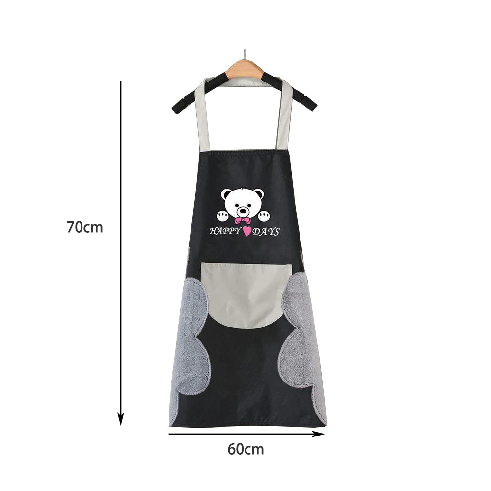 Hand Towel Apron Waterproof Stain Home Kitchen Cooking Waist Korean Creative Cute Bear Hanging Neck Towel Apron Oversleeve