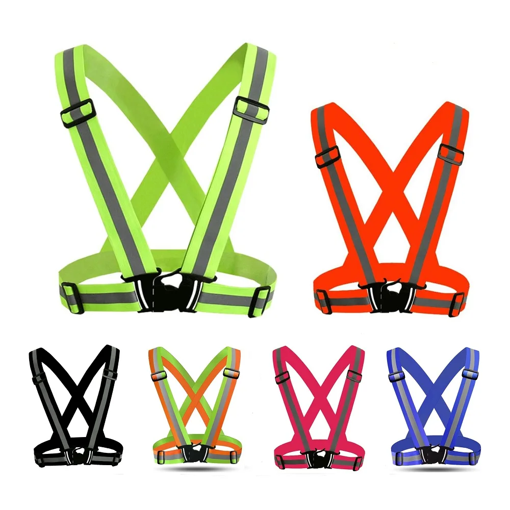 Reflective Safety Vest Highlight Reflective Straps Night Running Riding Clothing Adjustable Elastic Band For Adults and Children