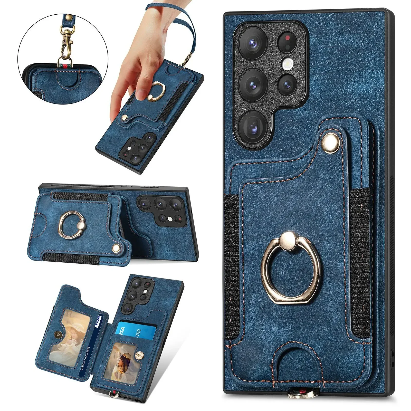 Multi-Functional Ring Holder Phone Case with Wallet Card Slot