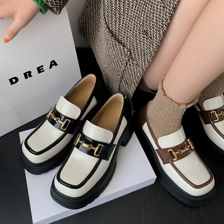 

French Retro Loafers Women's Full Leather 2023 Spring New British Style Soft Soled Black Thick Soled Small Leathe