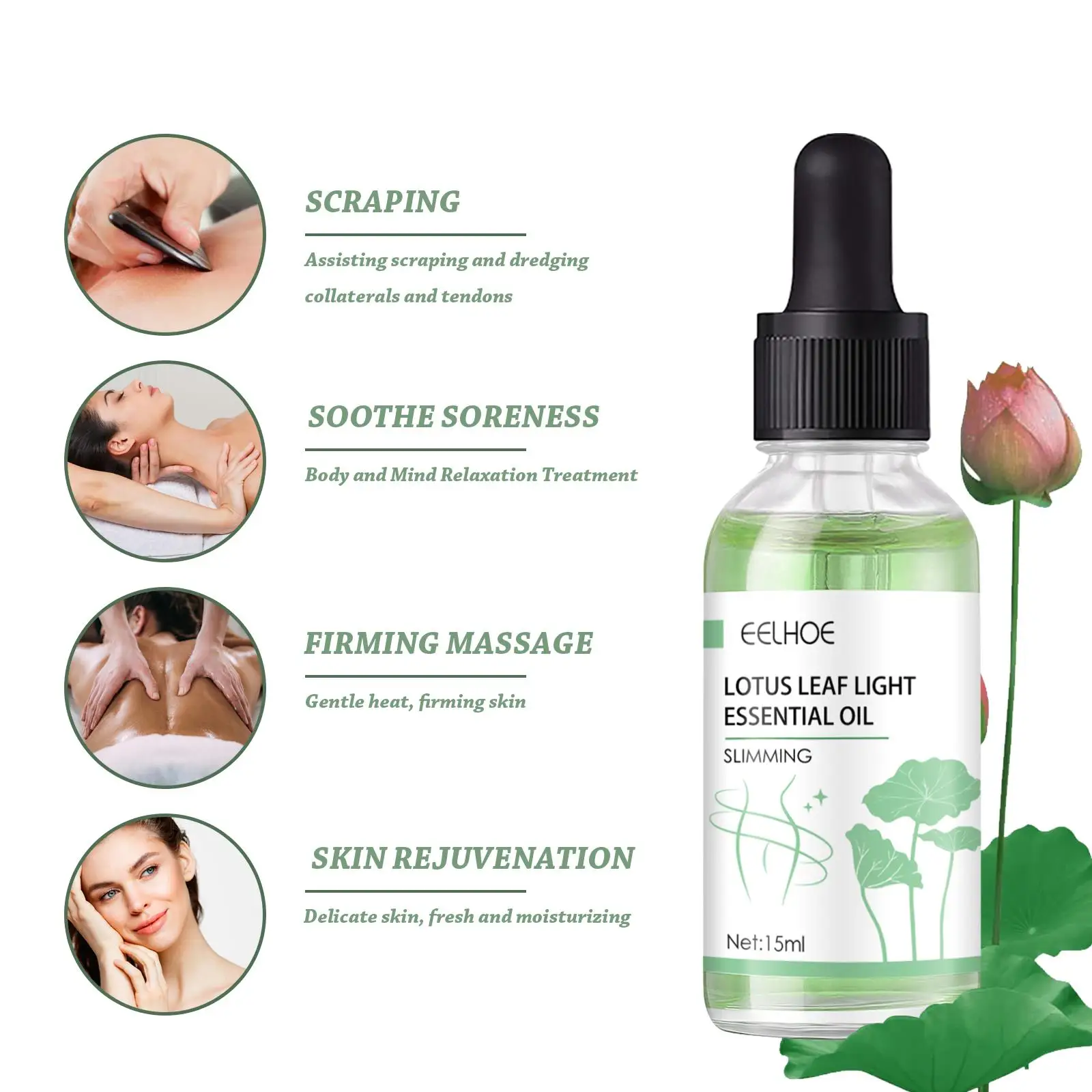 Lotus Leaf Slimming Essential Oil, Massage Tighten Shaping Slimming Body Essential Oil