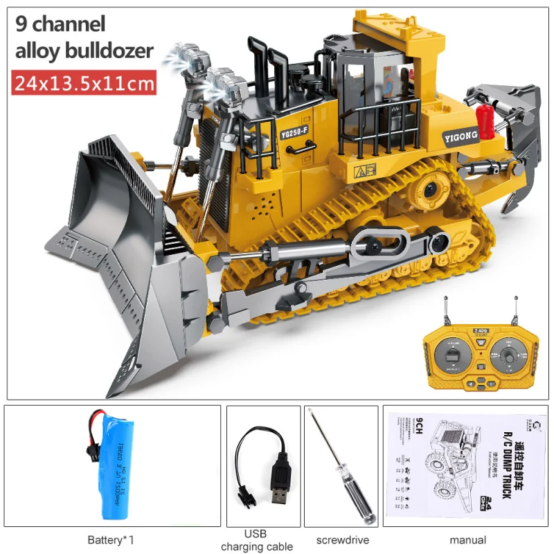 Children 2.4G Remote Control Excavator RC Model Car Toys Dump Truck Bulldozer 5