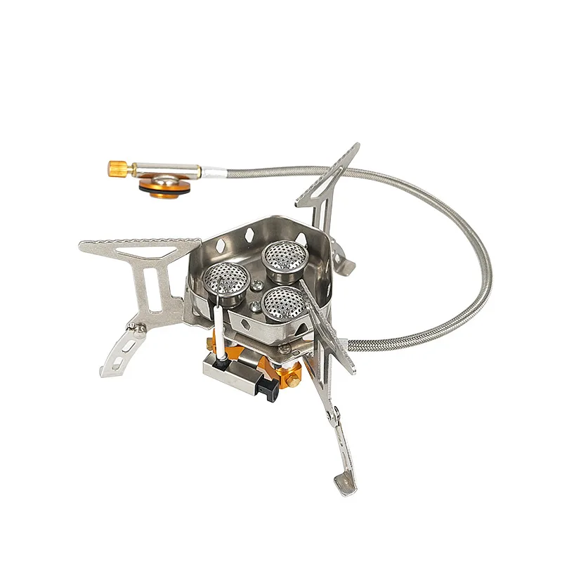 

Outdoor portable three-headed stove picnic mountaineering windproof stove head camping equipment self-driving tour car stove