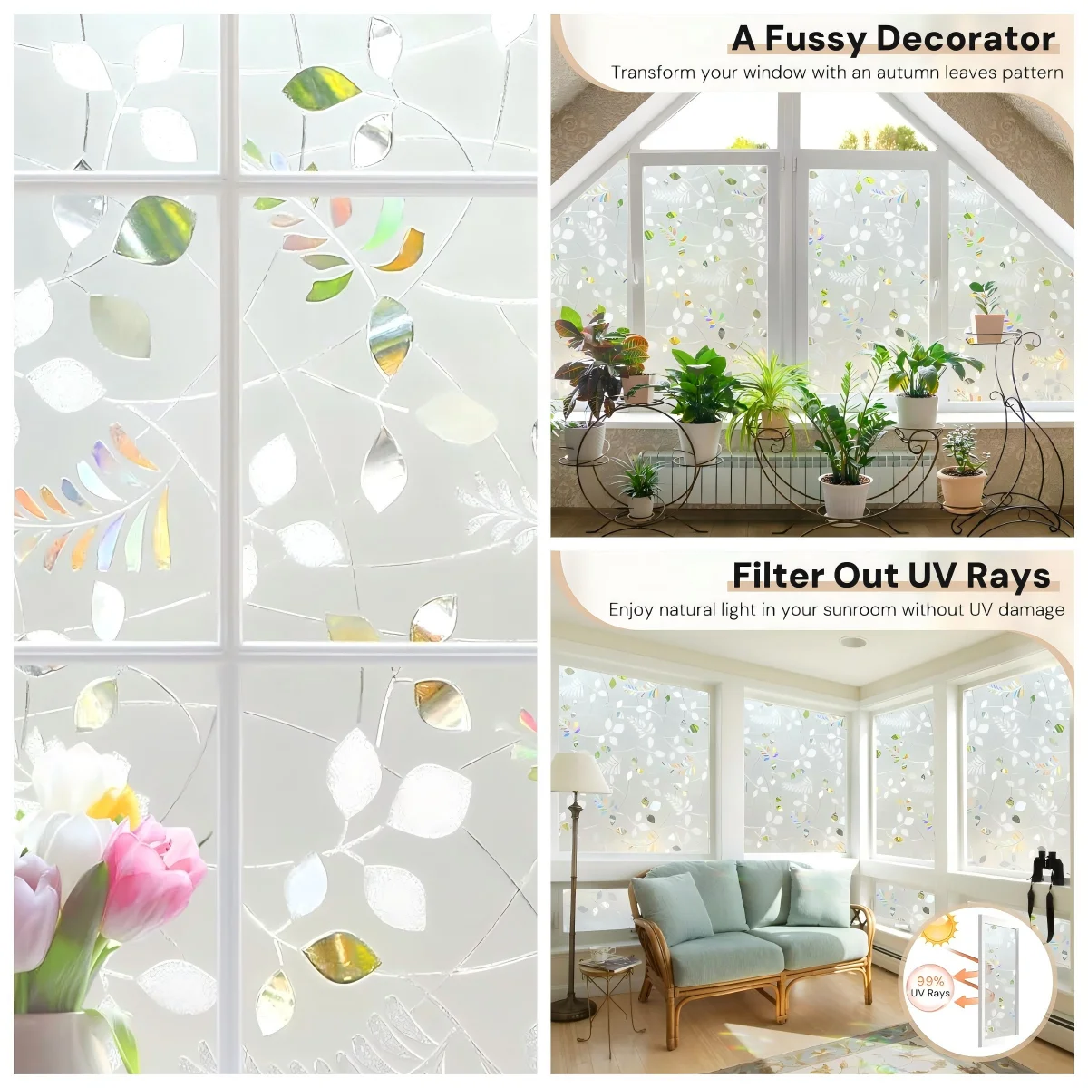 Fenster-Sichtschutzfolie, Regenbogen-Fensteraufkleber, dekoratives Fenster, Vinyl, Buntglas-Fensteraufkleber, statisch haftender Fensteraufkleber – Detail 6