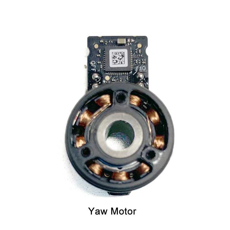 Moteur de cardan DJI Yaw Pitch Roll démonté, montrant les bobines et l'axe central, parfait pour réparation drone.