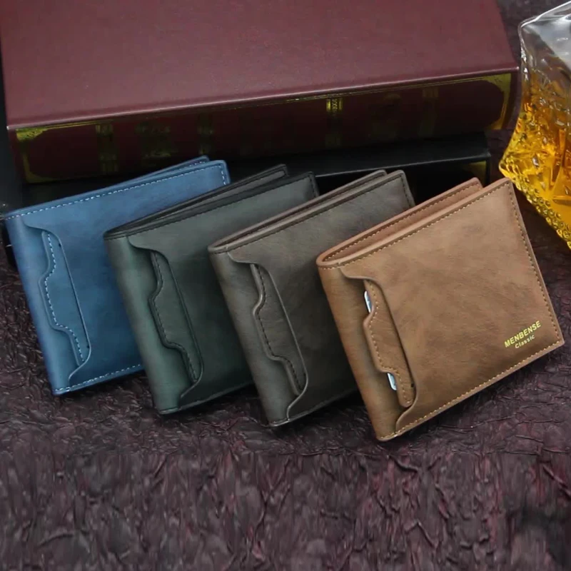   Men Inserts Foldable Wallets Picture Coin Slim Purses Business Money Credit ID Cards Holders Vintage Money Bags 