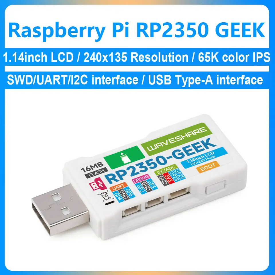 Raspberry Pi Pico 2 RP2350 GEEK RP2350A chip 1.14inch LCD 240x135 Resolution 65K color SWD/UART/I2C For OpenOCD/CMSIS-DAP image 1