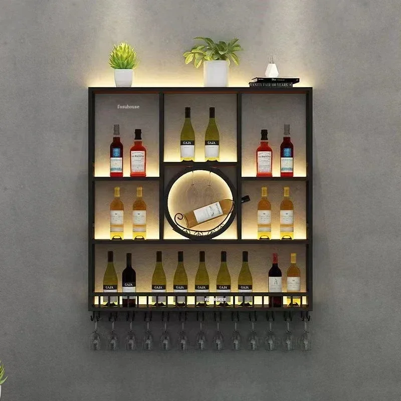 Nordic Iron Bar Cabinets Rack Kitchen Counter Wall Wine Cabinet Display Rack Simple Bar Living Room Cabinet Furniture