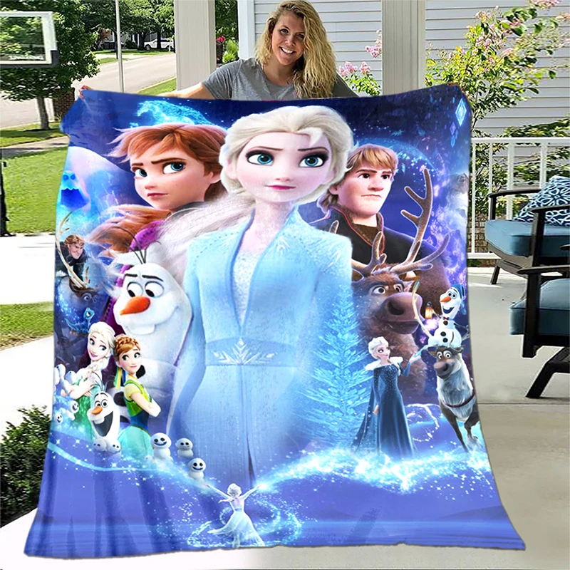 Congelado dos Desenhos Animados Elsa Princesa Impressão Flanela Fofo Velo Lance Cobertor Crianças Adulto Presente Sofá Viagem Acampamento Piquenique Cobertores