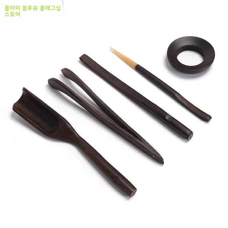 미끄럼 방지 차 클리퍼 차 세트 티컵 핀셋 쿵푸 차 액세서리 차 끓이기 도구 나무 손잡이 차 마시는 도구 세트
