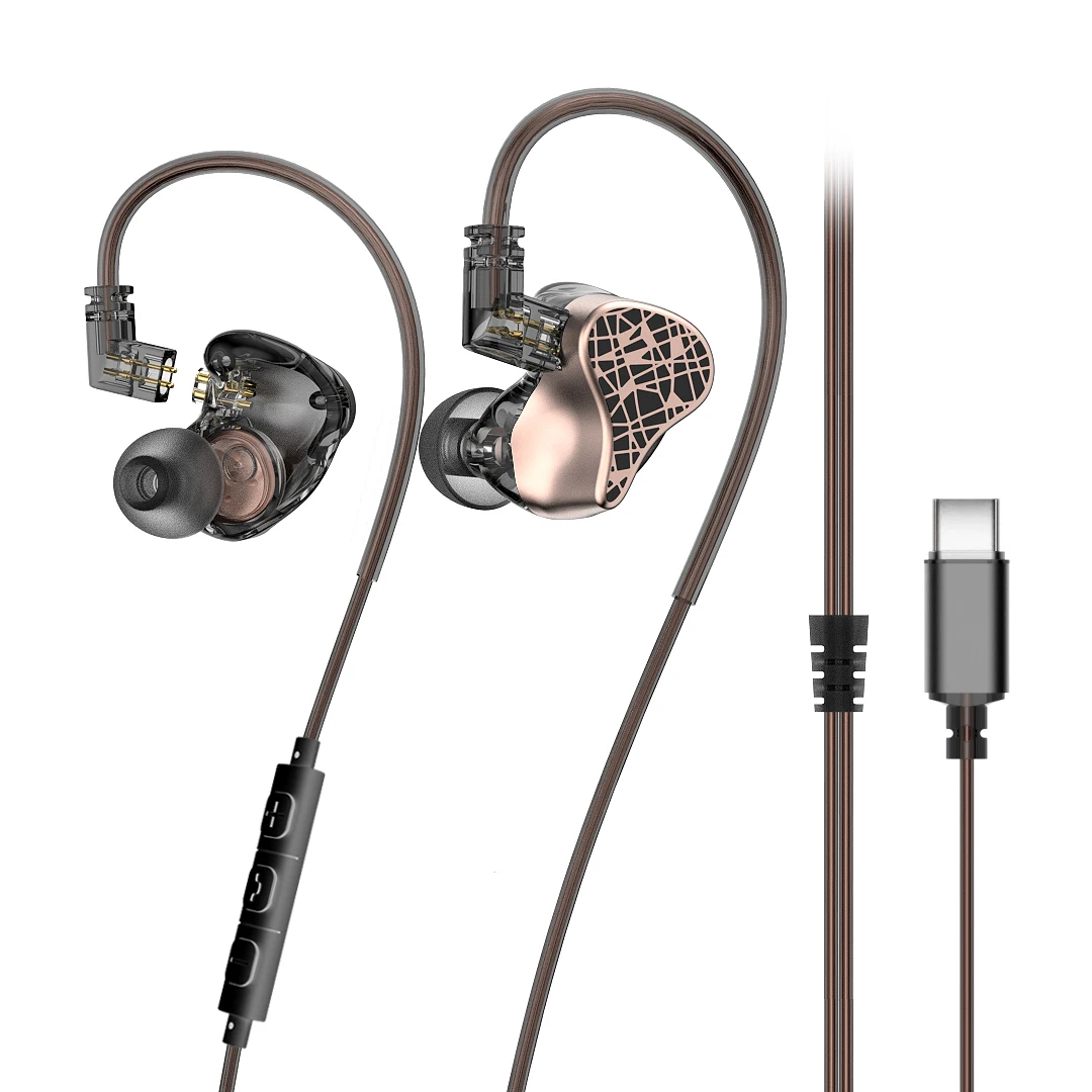 Lm4 Type-C 3.5Mm Auricolari Cablati Nell'Orecchio Hifi Dynamic Professional Stage Monitor Cuffie Auricolari Musicali Con Cavo Staccabile
