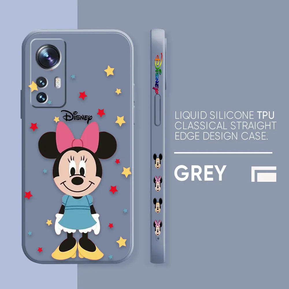 Case For Xiaomi 13 12 12S 11 11T 10 10S 9 9SE 8SE Pro Ultra Lite Colour Simple Liquid Silicone Case Mickey Minnie Mouse Cartoon