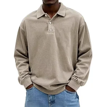 Polo da Uomo 2025 Casual Nuovo Versatile con Colletto Rovesciato a Maniche Lunghe e Bottoni - Abbigliamento Uomo