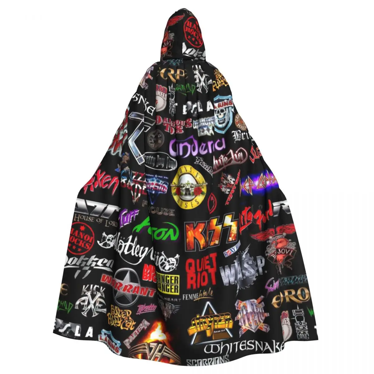 

80s Gothic Rock Band Guitar Music Hooded Cloak Halloween Party Cosplay Woman Men Adult Long Witchcraft Robe Hood