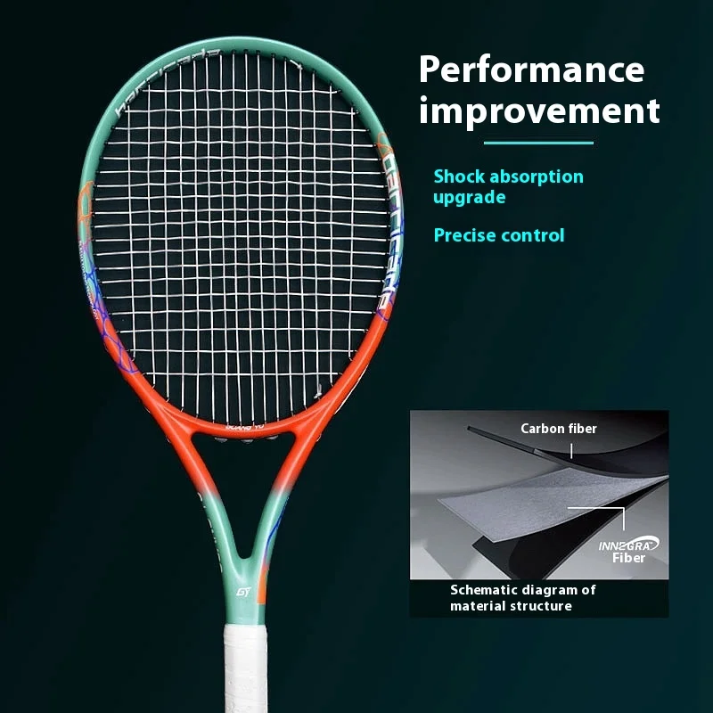 Authentic Adult All Carbon Tennis Racket High Bounce Professional Single Player Training Racket for Enhanced Performance
