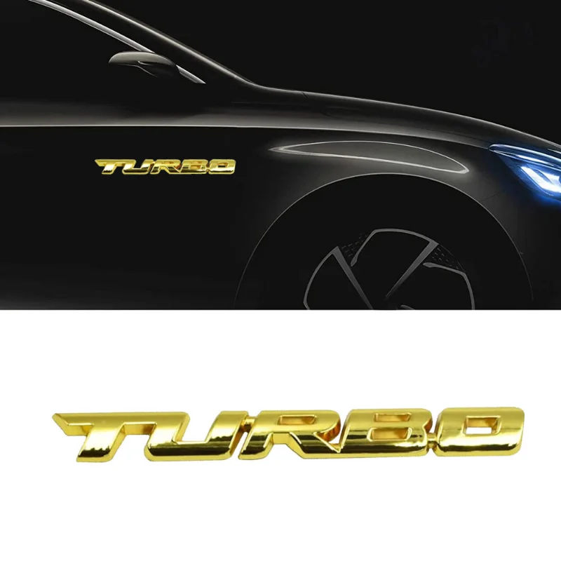 

3D Metal Letter Turbo Emblem Sticker Car Motorbike Door Body Side Rear Tailgate Badge Decal Golden Decor Car Sticker Accessories