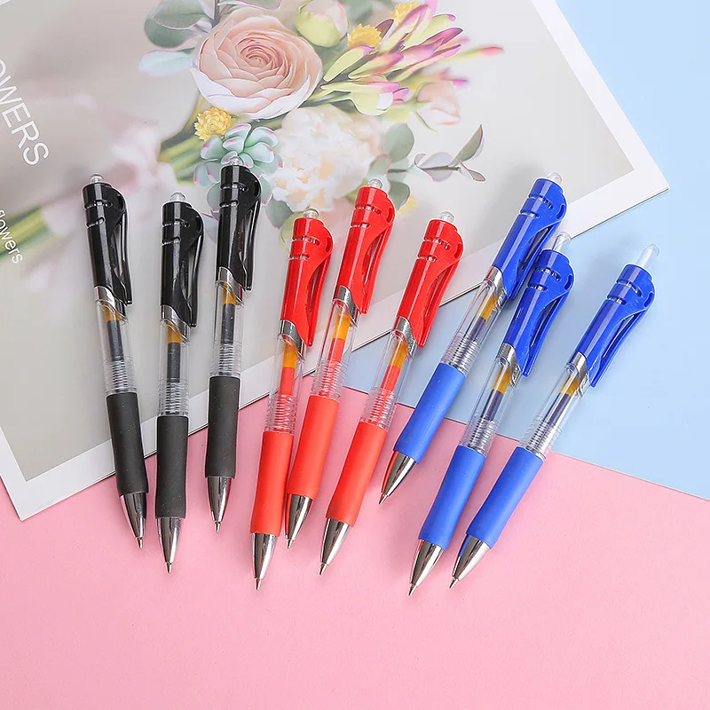 Retractable Ballpoint Pen Large Capacity 0.5mm Gel Pens Black/Red/Blue Replaceable Refill 25pcs/Set School Stationery Supplies ballpoint pen