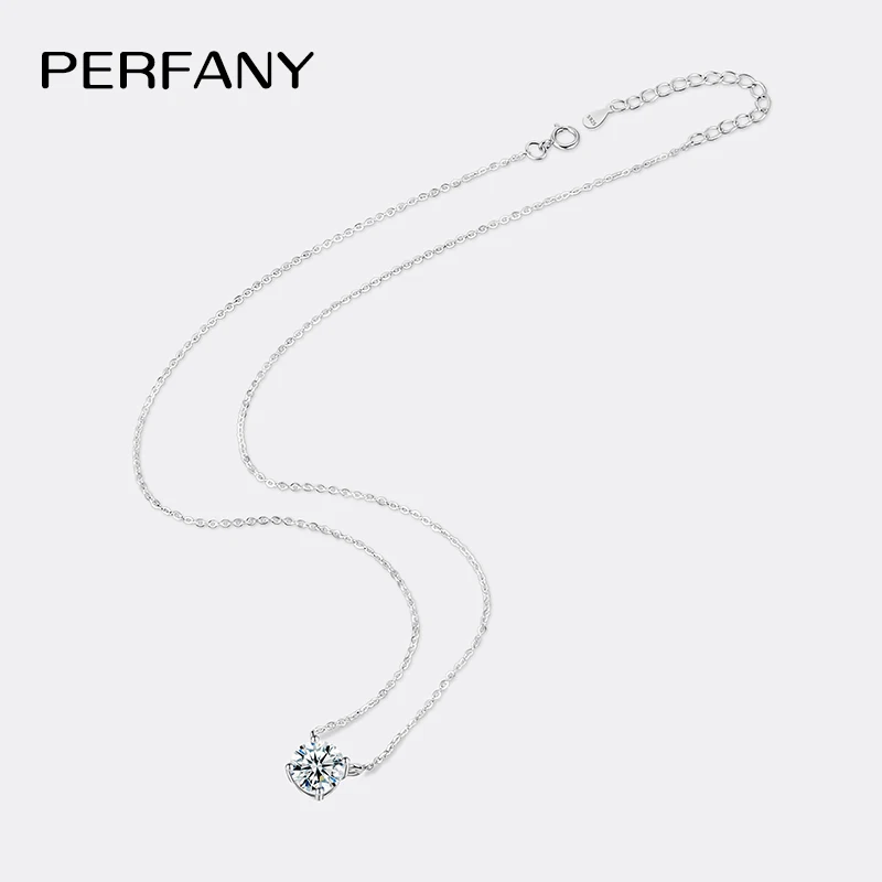 PERFANY 1-5 Carat Moissanite Necklace for Women S925 Pure Silver Diamond Classic Four Claw Pendant Wedding Jewelry - Image 5