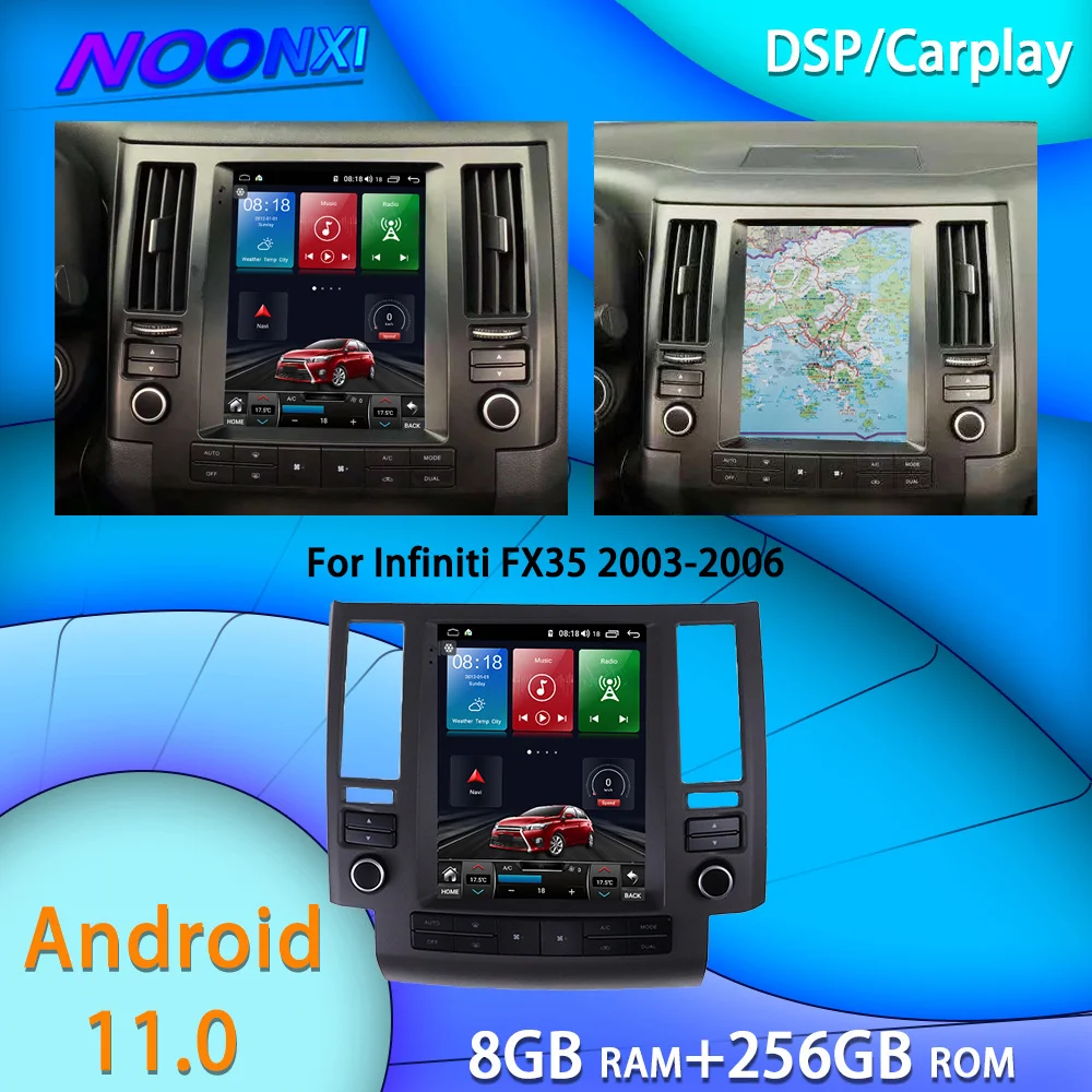 

For Infiniti FX FX35 FX45 2003-2006 All In One Car Tesla Screen Audio Intelligent System Radio 2 Din Video Players GPS Android11